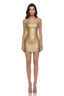 Jolène Gold Halterneck Bodycon Mini Dress