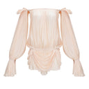 Blythe Neutrals Pleated Ruffled Mini Dress