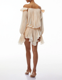 Blythe Neutrals Pleated Ruffled Mini Dress