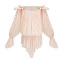 Blythe Neutrals Pleated Ruffled Mini Dress