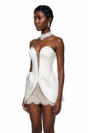 Maristela White Lace Panel Mini Dress
