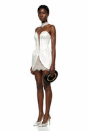 Maristela White Lace Panel Mini Dress