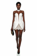 Maristela White Lace Panel Mini Dress