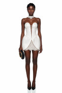 Maristela White Lace Panel Mini Dress