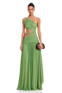 Petra Green One-Shoulder Cut-Out Maxi Dress