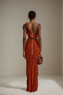 Cerelia brown twisted cut-out top & skirt matching set