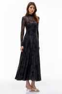 Raisa Black Flocked Tulle Maxi Dress