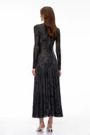 Raisa Black Flocked Tulle Maxi Dress