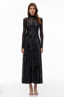 Raisa Black Flocked Tulle Maxi Dress