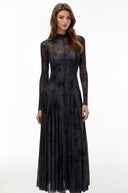 Raisa Black Flocked Tulle Maxi Dress