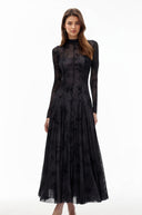 Raisa Black Flocked Tulle Maxi Dress