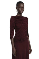Letitia Burgundy Ruched Long Sleeve Maxi Dress