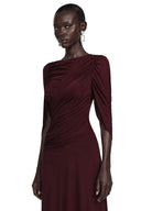 Letitia Burgundy Ruched Long Sleeve Maxi Dress