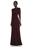 Letitia Burgundy Ruched Long Sleeve Maxi Dress