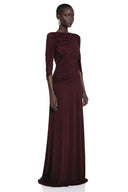 Letitia Burgundy Ruched Long Sleeve Maxi Dress