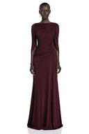 Letitia Burgundy Ruched Long Sleeve Maxi Dress