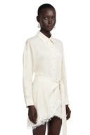 Zarelle Neutral Lace Shirt & Self-Tie Skirt Set