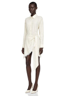 Zarelle Neutral Lace Shirt & Self-Tie Skirt Set