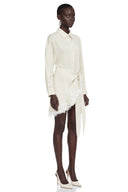 Zarelle Neutral Lace Shirt & Self-Tie Skirt Set