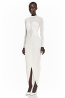 Melusine White Semi-Sheer Ruched Maxi Dress