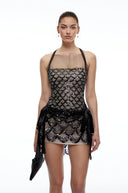 Garance Black Sequin Ruched Mini Dress
