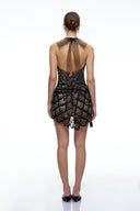 Garance Black Sequin Ruched Mini Dress