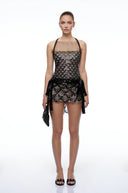 Garance Black Sequin Ruched Mini Dress