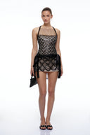 Garance Black Sequin Ruched Mini Dress