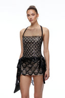 Garance Black Sequin Ruched Mini Dress