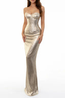 Cassandra Silver Sparkly Embellished Maxi Dress