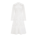 Agnès White Paneled Embroidered Lace Midi Dress - Aura Muse