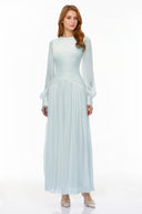Allegra Green High Neck Glossy Ruched Maxi Dress - Aura Muse