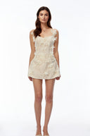 Althea Neutral Lace Mini Dress with 3D Florals - Aura Muse