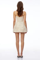 Althea Neutral Lace Mini Dress with 3D Florals - Aura Muse