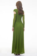Amandine Green Mock Neck Ruched Maxi Dress - Aura Muse