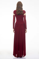 Amandine Red Mock Neck Ruched Maxi Dress - Aura Muse