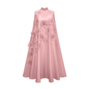 Amélie 3D Floral Appliqué Trapeze Midi Dress in Pink - Aura Muse