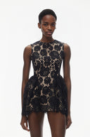 Anaïs Black Sleeveless Floral Lace Mini Dress - Aura Muse