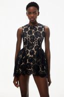 Anaïs Black Sleeveless Floral Lace Mini Dress - Aura Muse