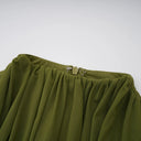 Anastasiya Green Asymmetrical Ruched Maxi Dress - Aura Muse