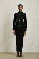 Andrea Black Gathered Draped Maxi Dress - Aura Muse