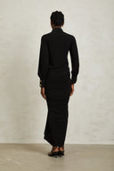 Andrea Black Gathered Draped Maxi Dress - Aura Muse