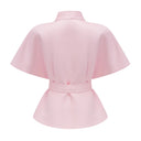 Annick Pink Self - Tie Blouse & Skirt Set - Aura Muse