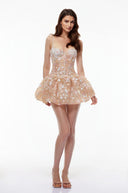 Aquilina Nude Floral Embroidered Sequin Mini Dress - Aura Muse