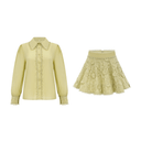 Aurélie Floral Embroidered Shirt & Skirt Set - Aura Muse