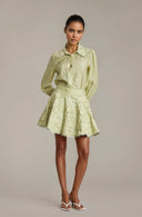 Aurélie Floral Embroidered Shirt & Skirt Set - Aura Muse