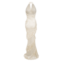 Auréline Cream White Halterneck Shirred Maxi Dress - Aura Muse