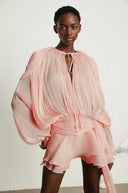 Aveline Pink Fully Pleated Ruffled Mini Dress - Aura Muse