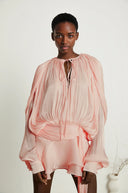 Aveline Pink Fully Pleated Ruffled Mini Dress - Aura Muse