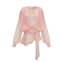Aveline Pink Fully Pleated Ruffled Mini Dress - Aura Muse